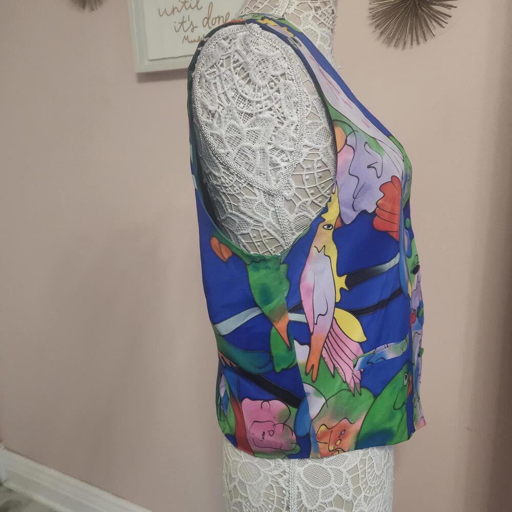 LKNW vintage 90's Sensual Silk by Caribbean Club M mens vest colorful - Picture 4 of 7